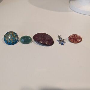 Lot of 5 artsy earrings, vintage beautiful painting-like earrings, funky